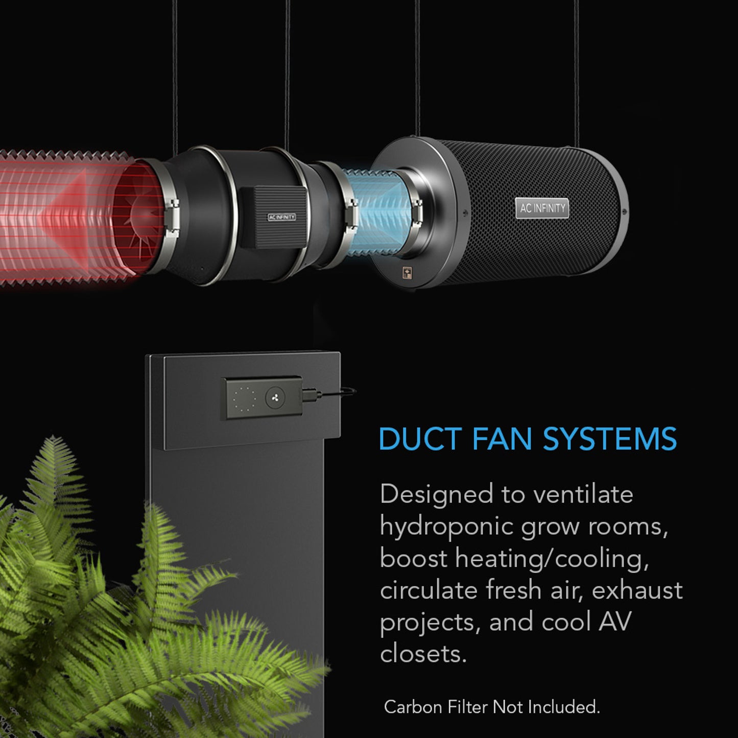 CLOUDLINE PRO S10, QUIET INLINE DUCT FAN SYSTEM WITH SPEED CONTROLLER, 10-INCH