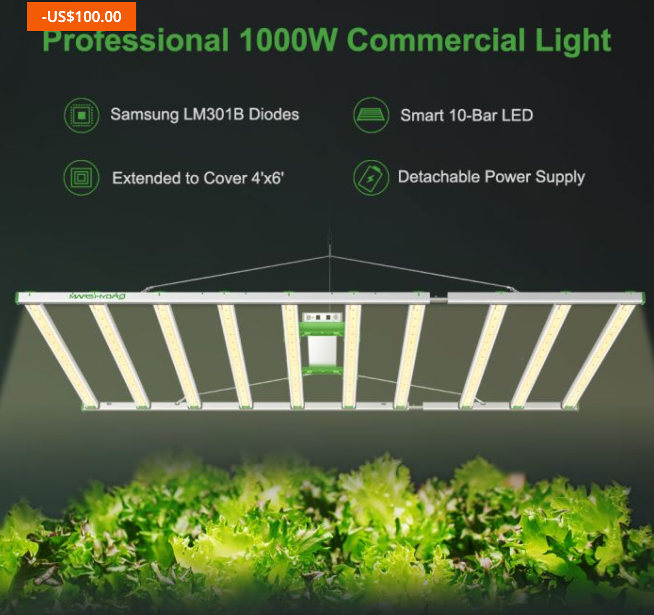 FC 1000W SMART LED GROW LIGHT SAMSUNG LM301B SCALABLE CO2 COMMERCIAL LAMP