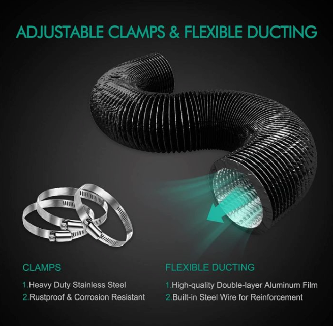 4 INCH INLINE DUCT FAN AND CARBON FILTER COMBO WITH SPEED CONTROLLER