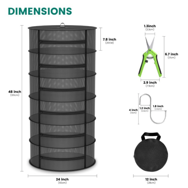 6-LAYER MESH HERB DRYING RACK WITH PRUNING SHEAR