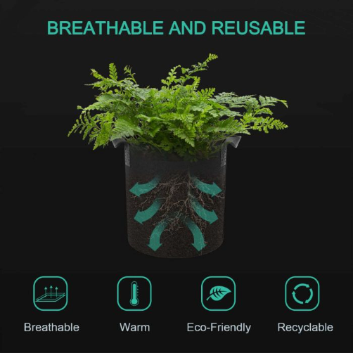 5 GALLON FABRIC GROW POT PLANT CONTAINER (5 PACKS)