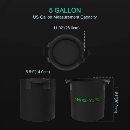 5 GALLON FABRIC GROW POT PLANT CONTAINER (5 PACKS)