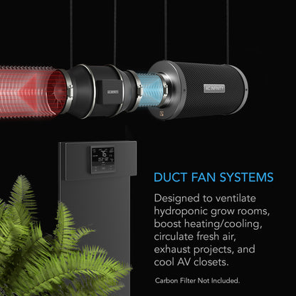 CLOUDLINE PRO T4, QUIET INLINE DUCT FAN SYSTEM WITH TEMPERATURE HUMIDITY VPD CONTROLLER, 4-INCH