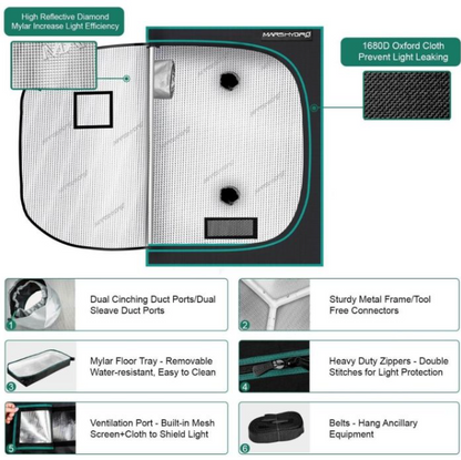 2X4 GROW TENT - 48''X24''X71''(120X60X180CM)