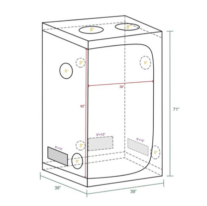 3.3X3.3 GROW TENT - 39''X39''X71''(100X100X180CM)