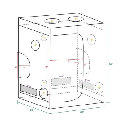 5X5 GROW TENT - 60''X60''X80''(150X150X200CM)