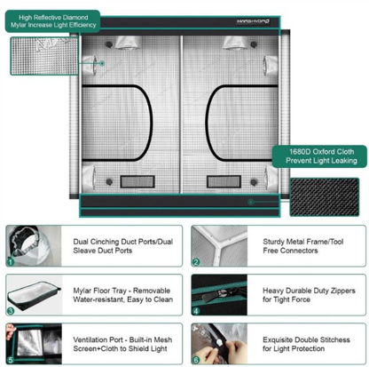 4X8 GROW TENT - 96''X48''X80''(240X120X200CM)