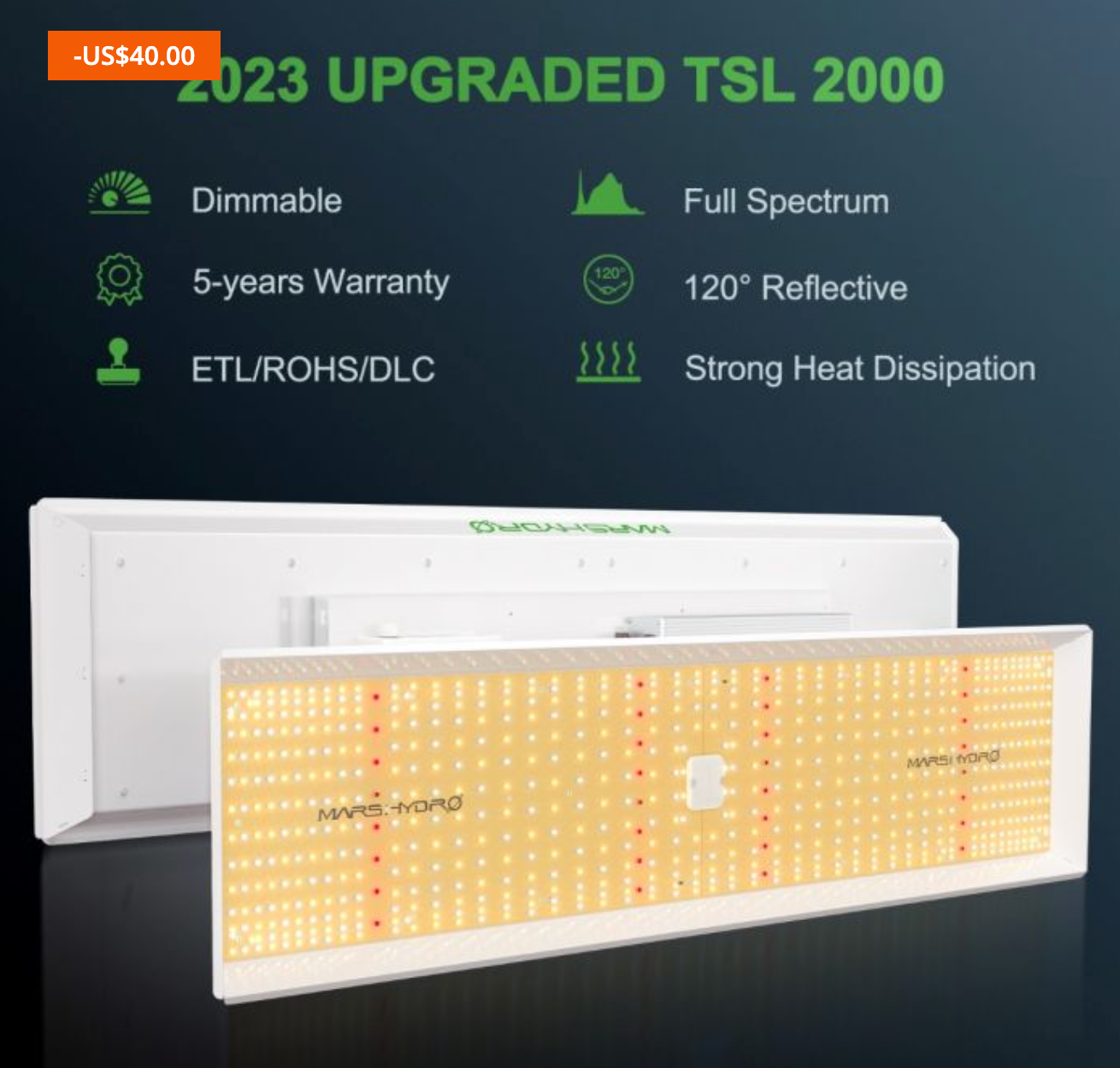 TSL 2000 FULL SPECTRUM DIMMABLE 300W LED GROW LIGHT