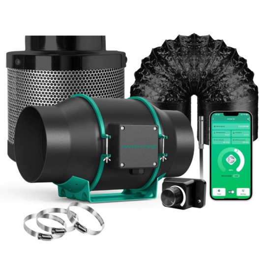 IFRESH 6-INCH SMART INLINE DUCT FAN AND CARBON FILTER COMBO VENTILATION FOR GROW TENT