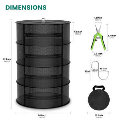 4-LAYER MESH HERB DRYING RACK WITH PRUNING SHEAR