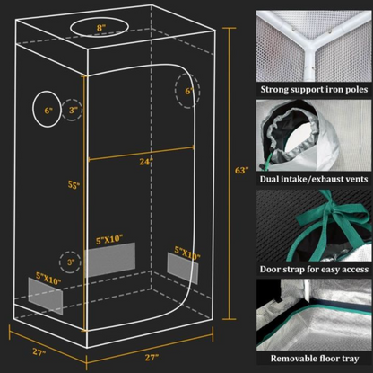 TS 1000 LED GROW LIGHT + 2.3'X2.3'(70X70CM) INDOOR COMPLETE GROW TENT KITS