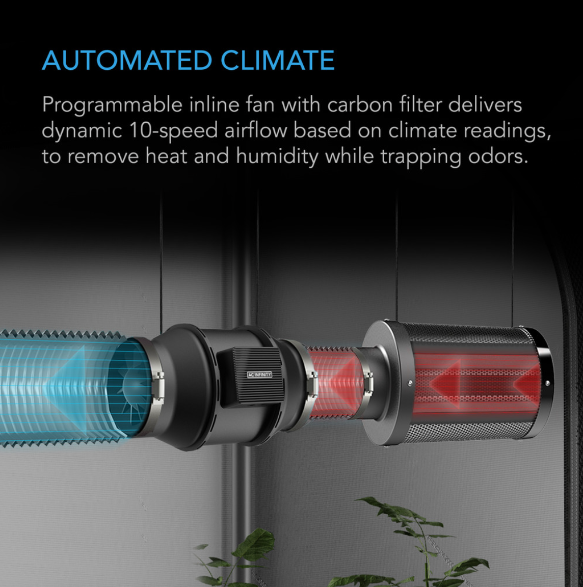 ADVANCE GROW TENT SYSTEM 3X3, 3-PLANT KIT (AC INFINITY), WIFI-INTEGRATED CONTROLS TO AUTOMATE VENTILATION, CIRCULATION, FULL SPECTRUM LED GROW LIGHT